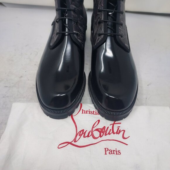 Christian Louboutin Black CL Logo Lace Up Boot - Picture 9 of 10